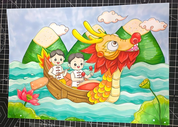 vẽ tranh đề tài lễ hội đua thuyền 38