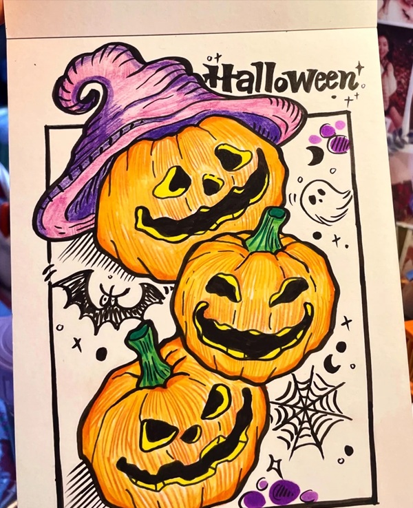 vẽ tranh đề tài lễ hội halloween 10