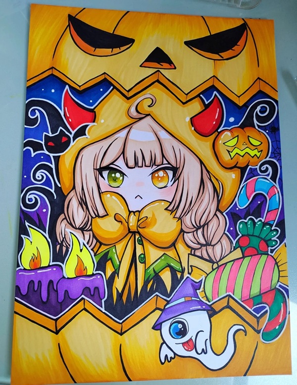 vẽ tranh đề tài lễ hội halloween 12