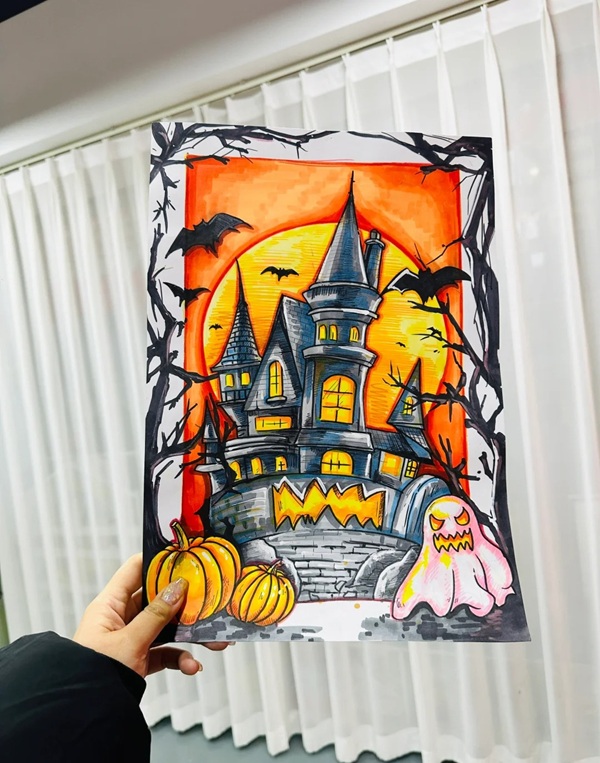 vẽ tranh đề tài lễ hội halloween 14