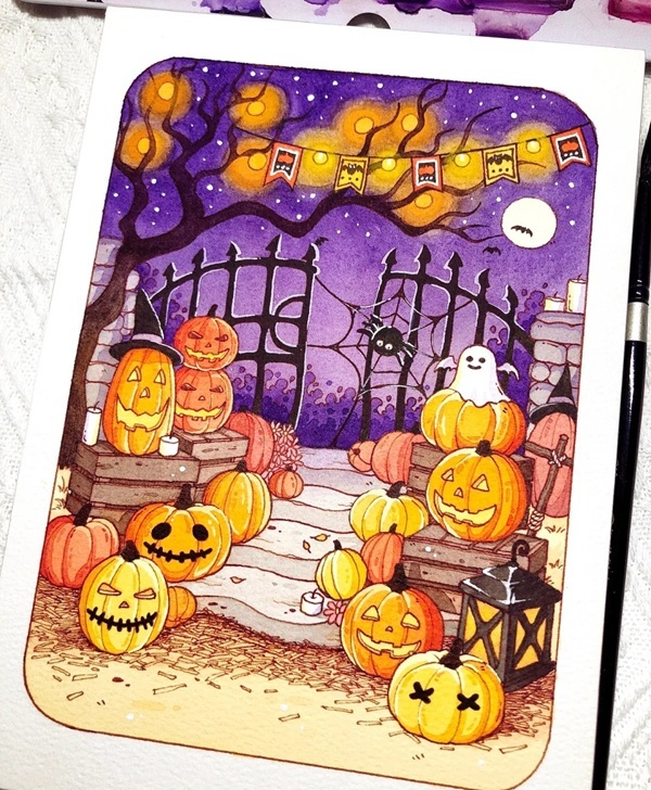 vẽ tranh đề tài lễ hội halloween 15