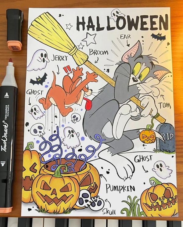 vẽ tranh đề tài lễ hội halloween 19