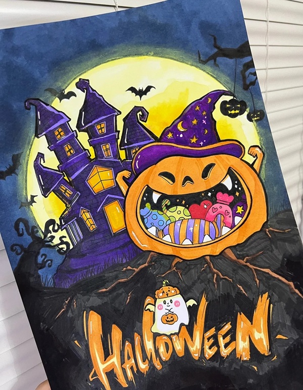 vẽ tranh đề tài lễ hội halloween 7