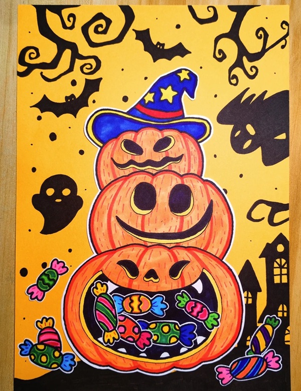 vẽ tranh đề tài lễ hội halloween 9