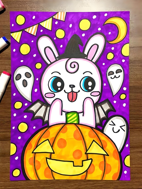 vẽ tranh đề tài lễ hội halloween đơn giản​