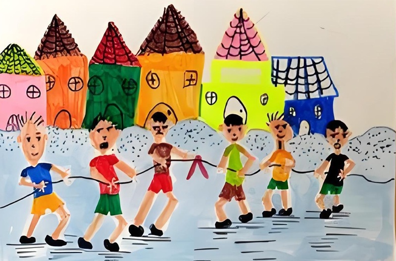 vẽ tranh đề tài lễ hội kéo co 19