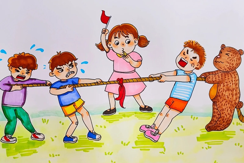 vẽ tranh đề tài lễ hội kéo co 8 