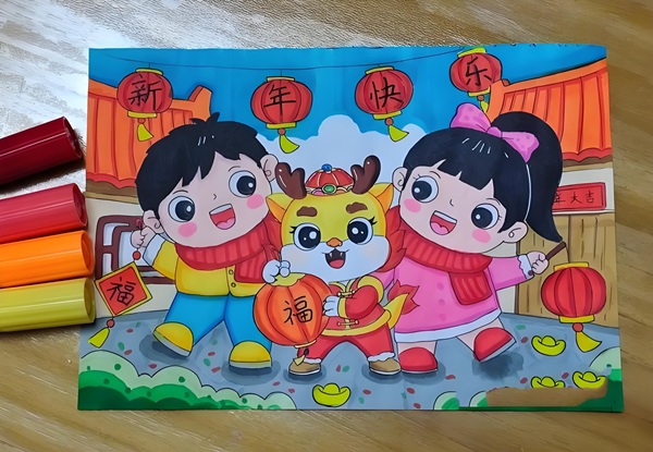 vẽ tranh đề tài lễ hội ngày tết 32