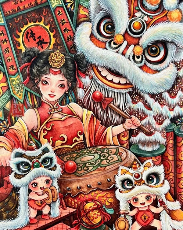 vẽ tranh đề tài lễ hội ngày tết 5