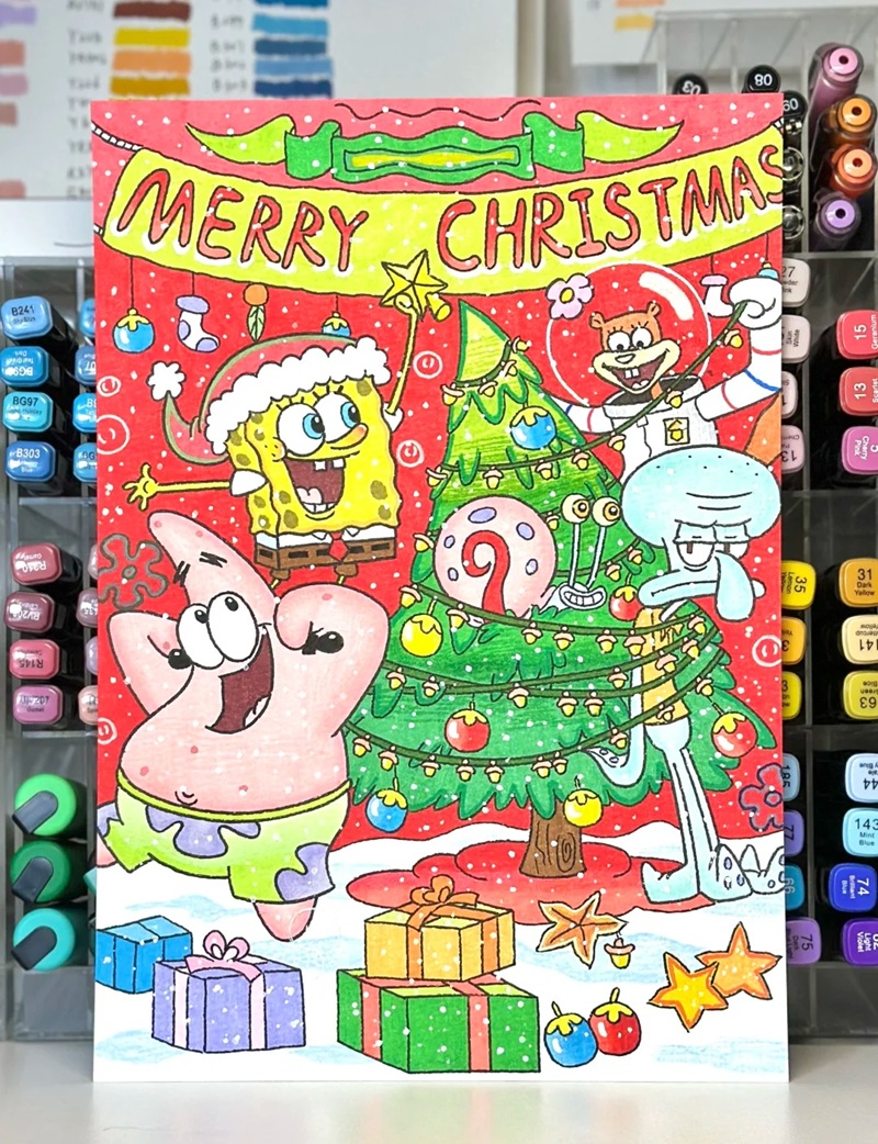 vẽ tranh đề tài lễ hội noel
