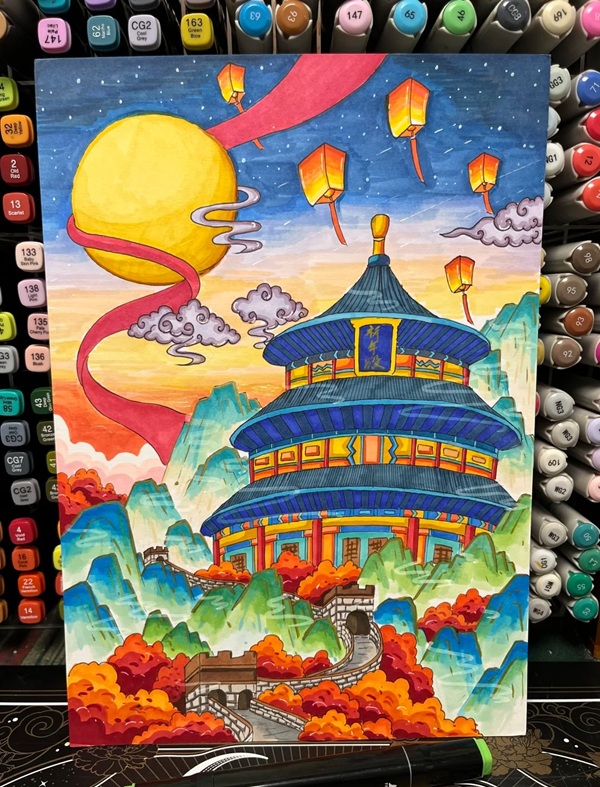 vẽ tranh đề tài lễ hội trung thu​ 1