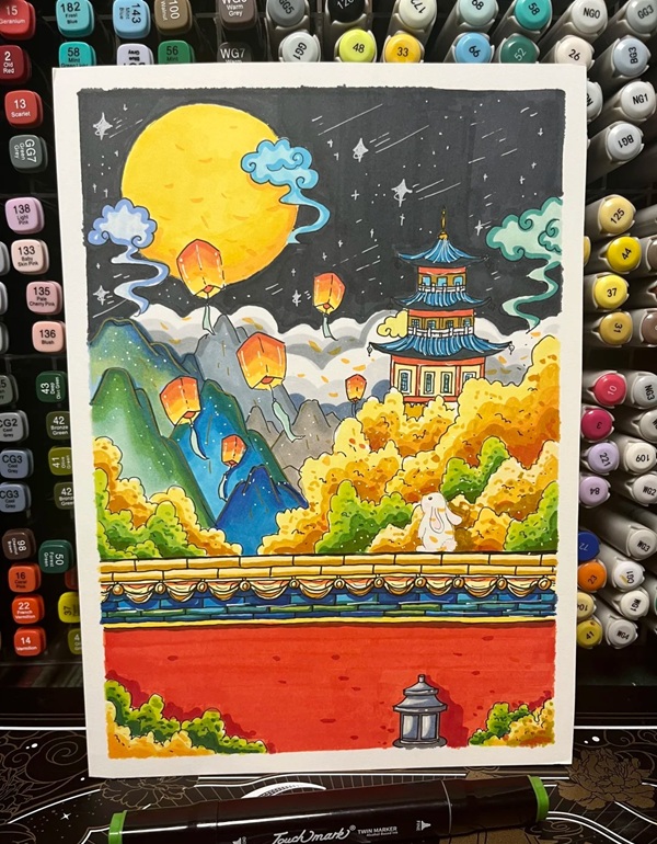 vẽ tranh đề tài lễ hội trung thu​ 2