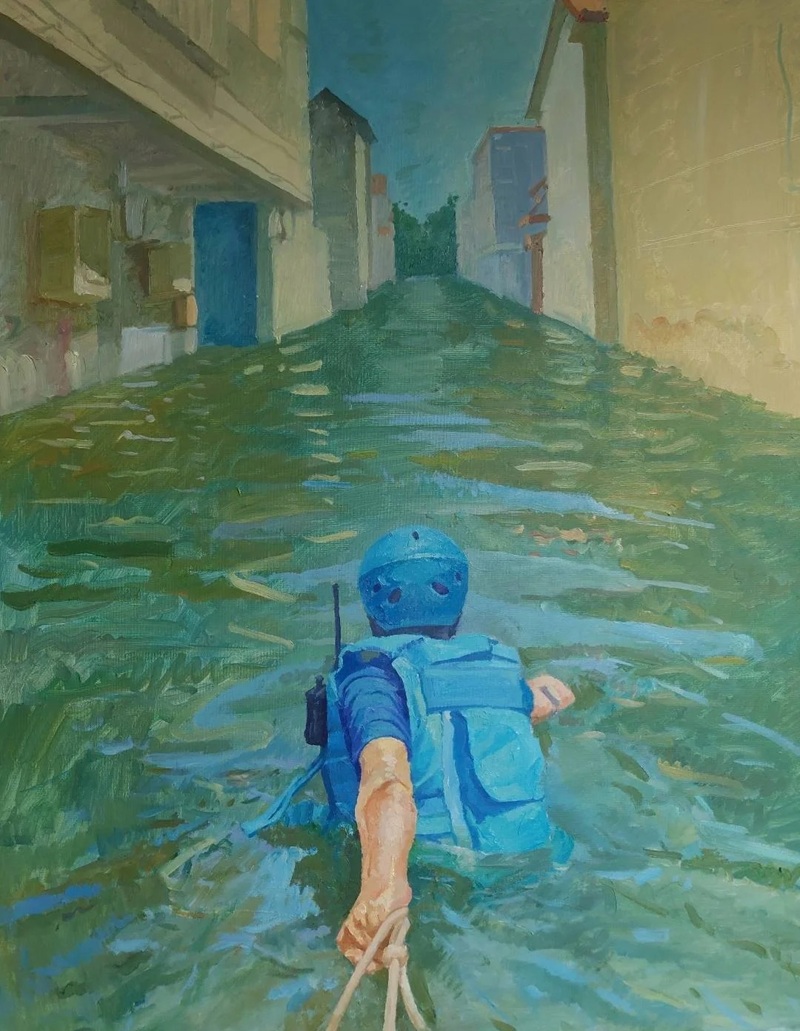 vẽ tranh đề tài lũ lụt 2
