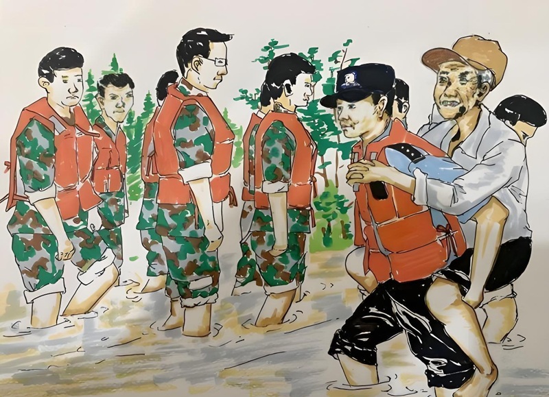 vẽ tranh đề tài lũ lụt 24