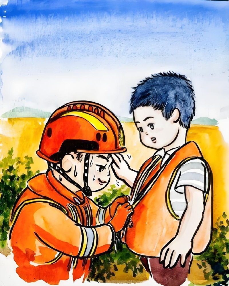 vẽ tranh đề tài lũ lụt 26