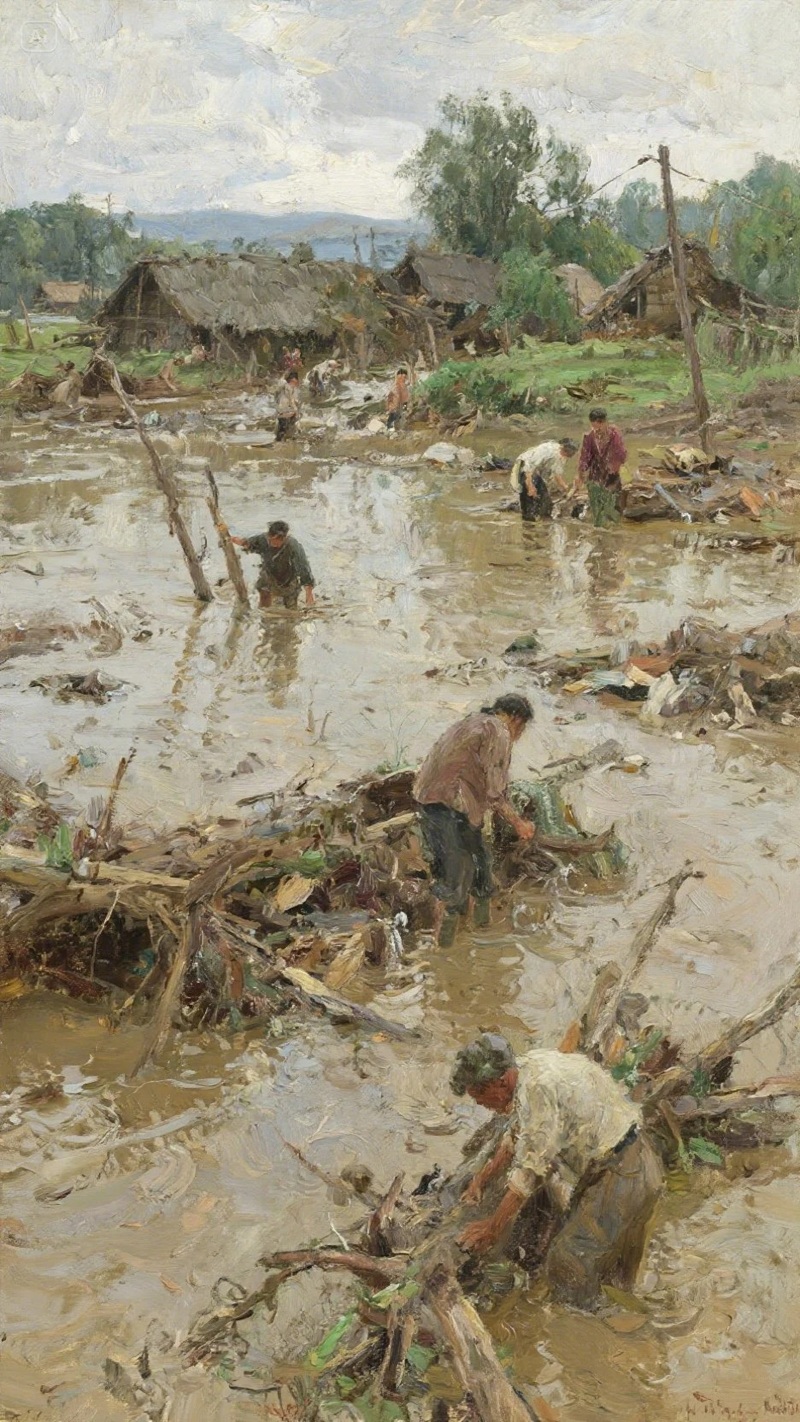 vẽ tranh đề tài lũ lụt 39