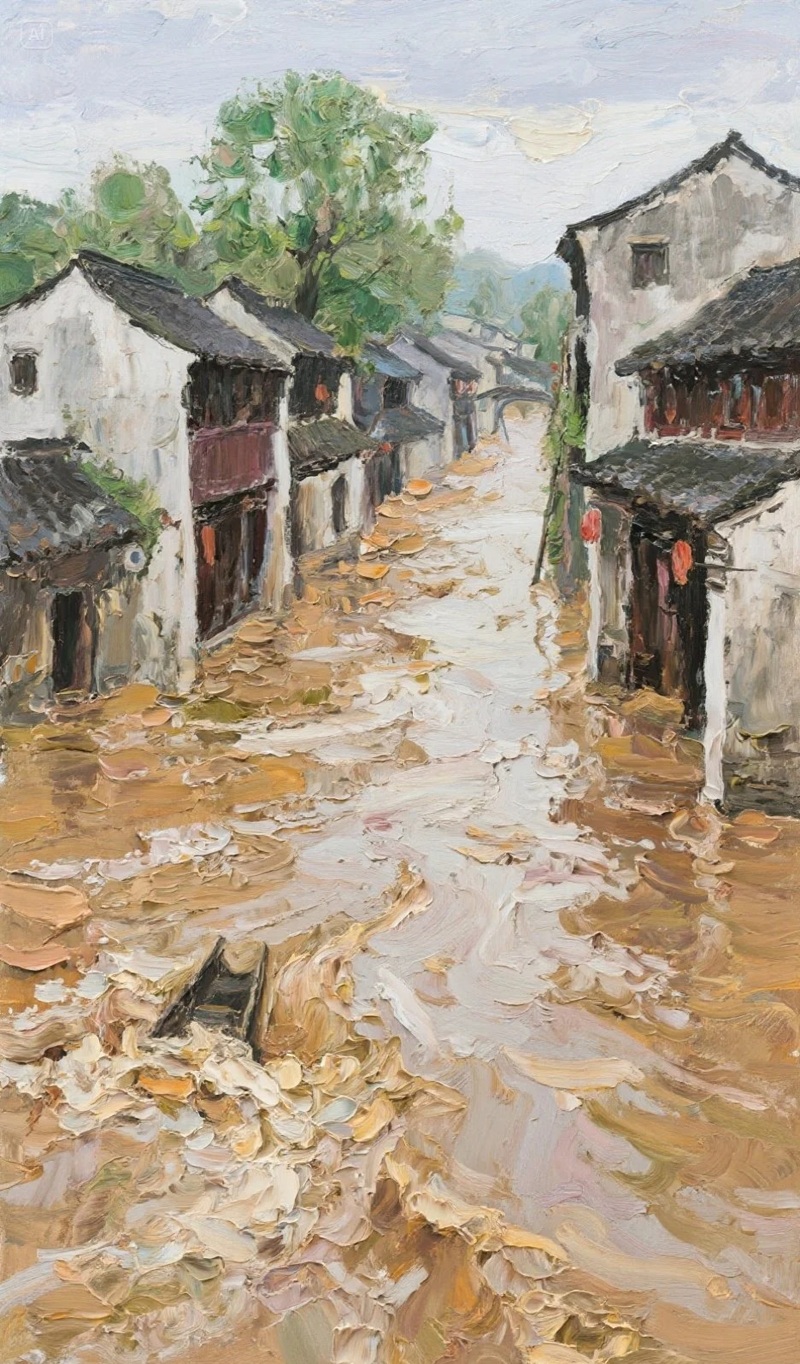 vẽ tranh đề tài lũ lụt 4