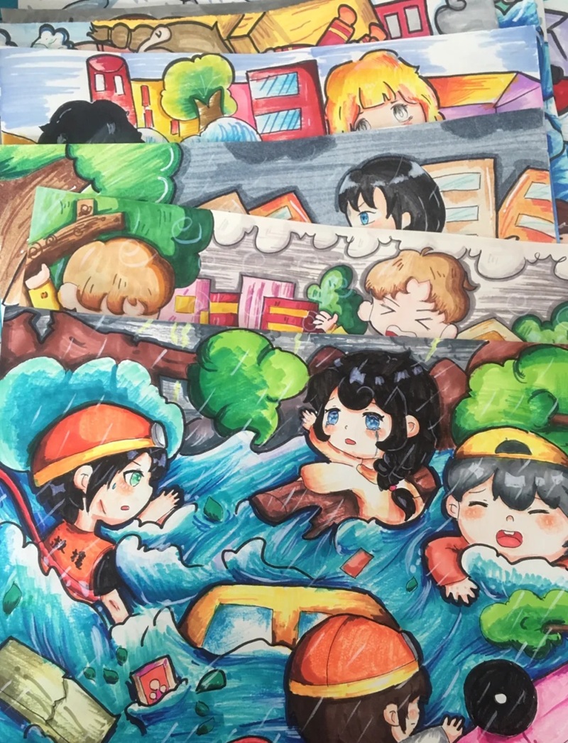 vẽ tranh đề tài lũ lụt 8