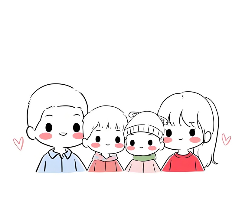 vẽ tranh gia đình 4 người đơn giản nhất 12