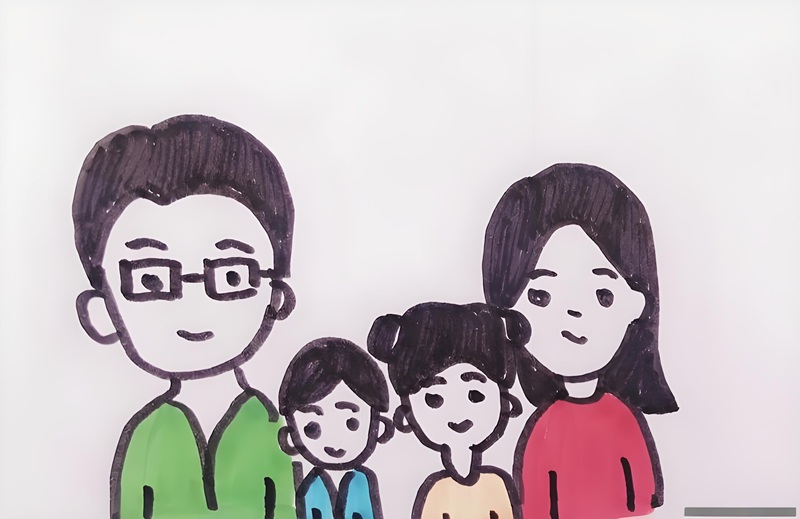 vẽ tranh gia đình 4 người đơn giản nhất 15