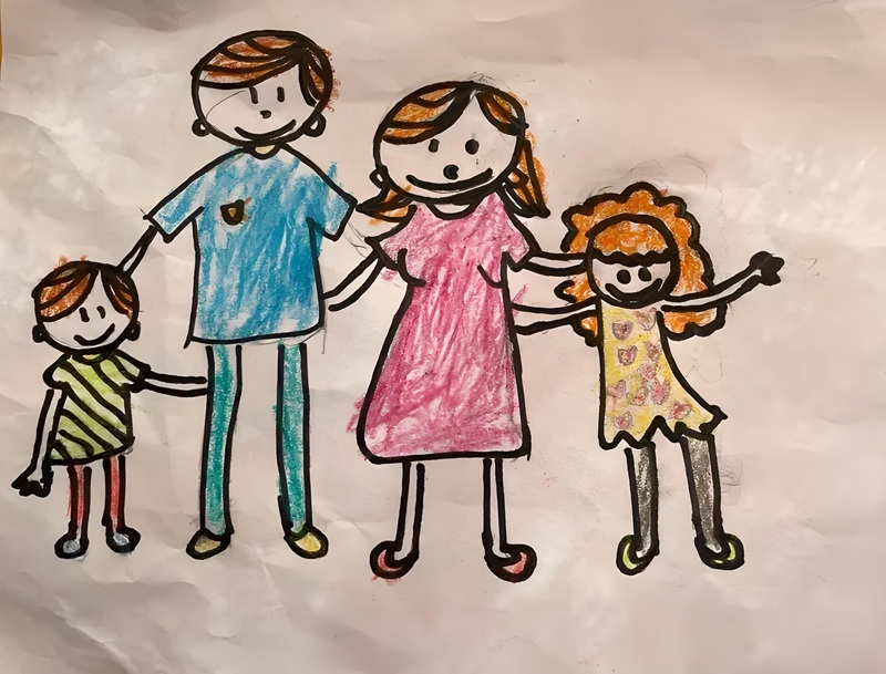 vẽ tranh gia đình 4 người đơn giản nhất 16