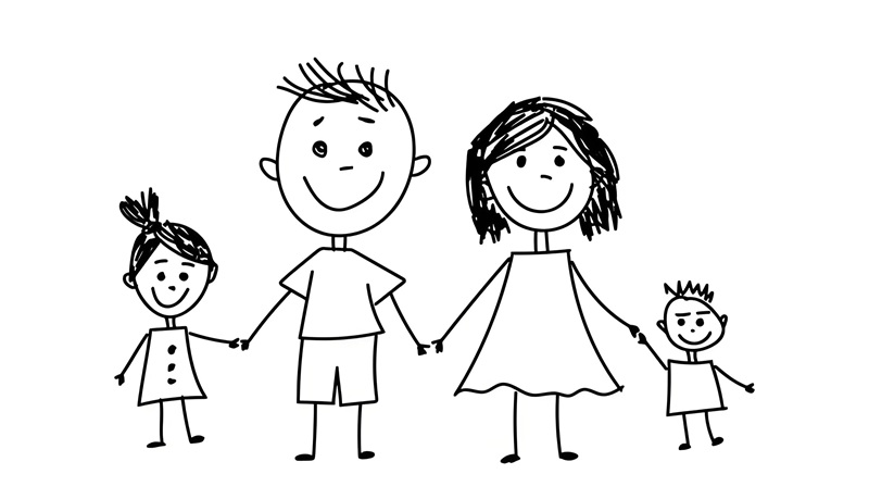 vẽ tranh gia đình 4 người đơn giản nhất 2