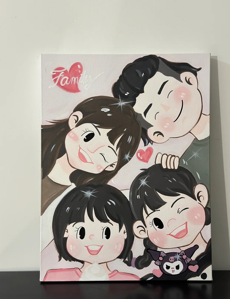 vẽ tranh gia đình 4 người đơn giản nhất 29