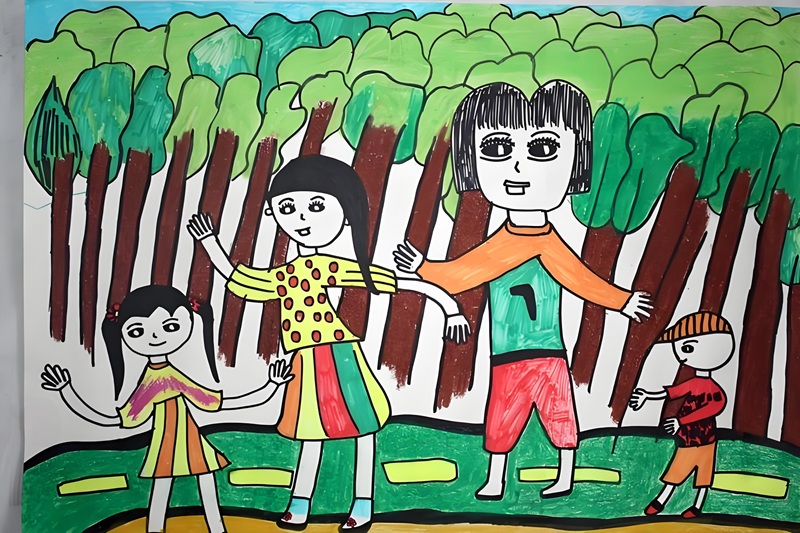 vẽ tranh gia đình 4 người đơn giản nhất 33