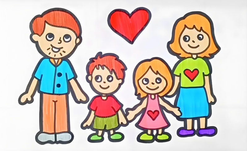 vẽ tranh gia đình 4 người đơn giản nhất 36