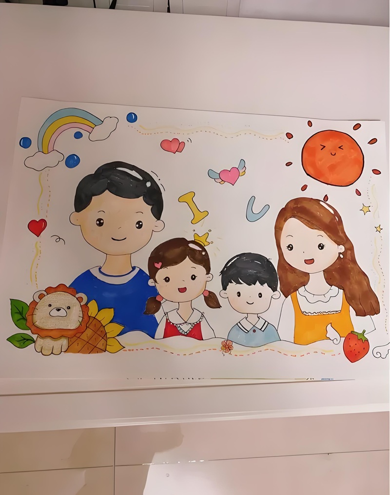 vẽ tranh gia đình 4 người đơn giản nhất 4