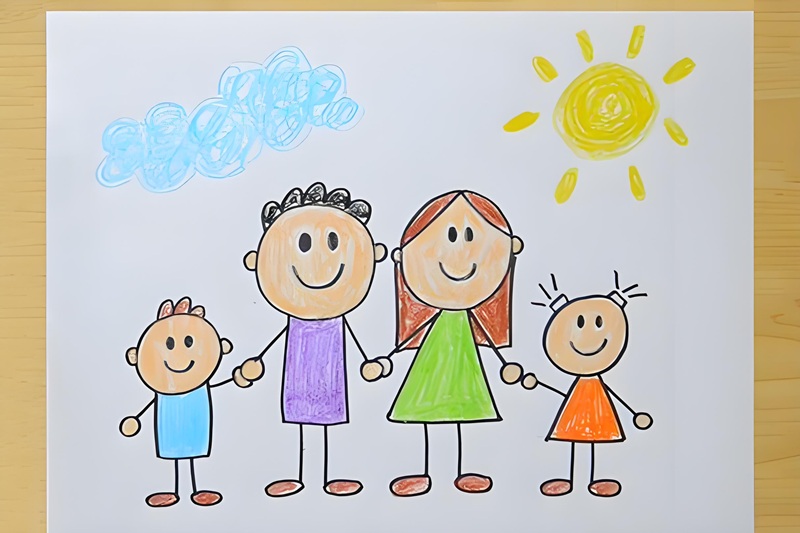vẽ tranh gia đình 4 người đơn giản nhất 6