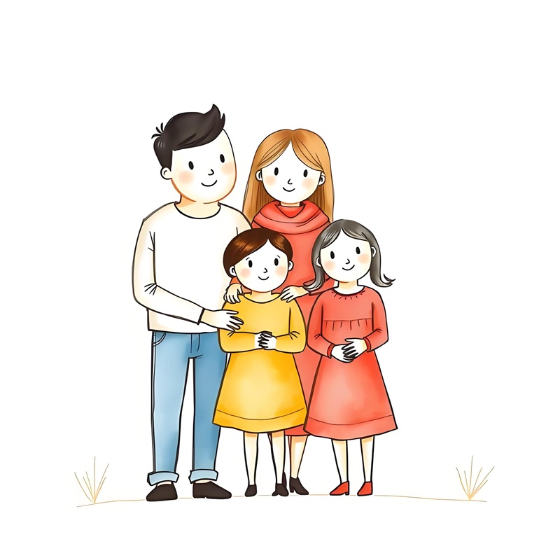 vẽ tranh gia đình 4 người đơn giản nhất 8