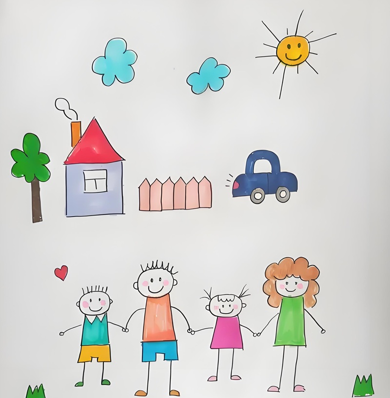 vẽ tranh gia đình 4 người đơn giản nhất 9