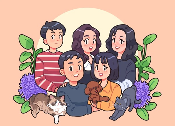 vẽ tranh gia đình 5 người 12