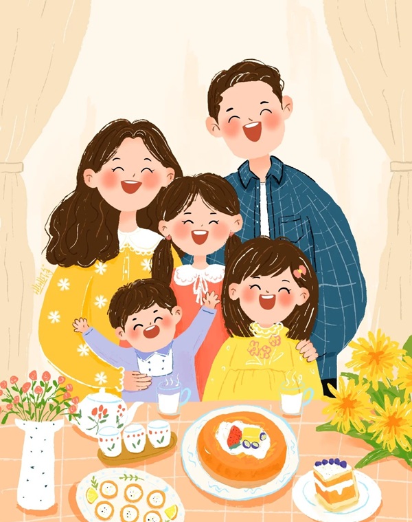 vẽ tranh gia đình 5 người 13