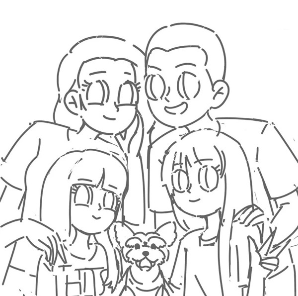 vẽ tranh gia đình 5 người 14
