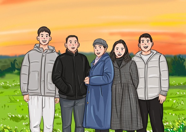 vẽ tranh gia đình 5 người 25