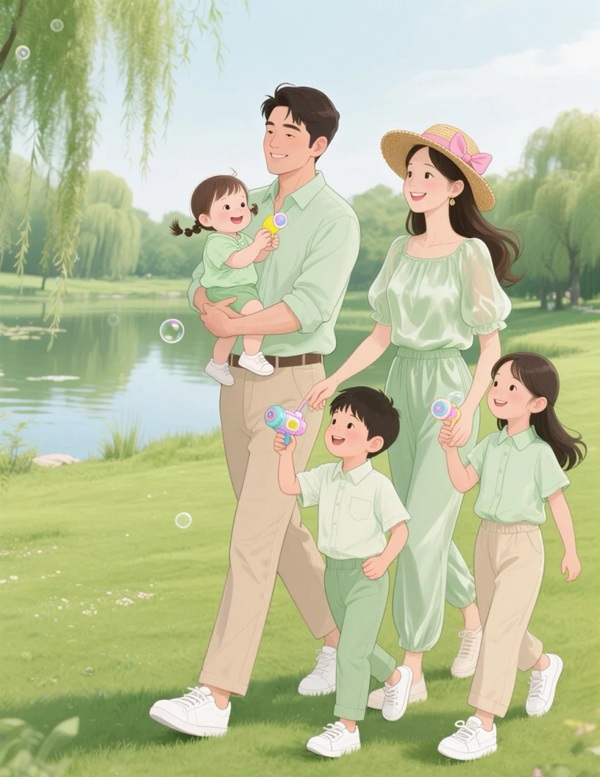 vẽ tranh gia đình 5 người 26