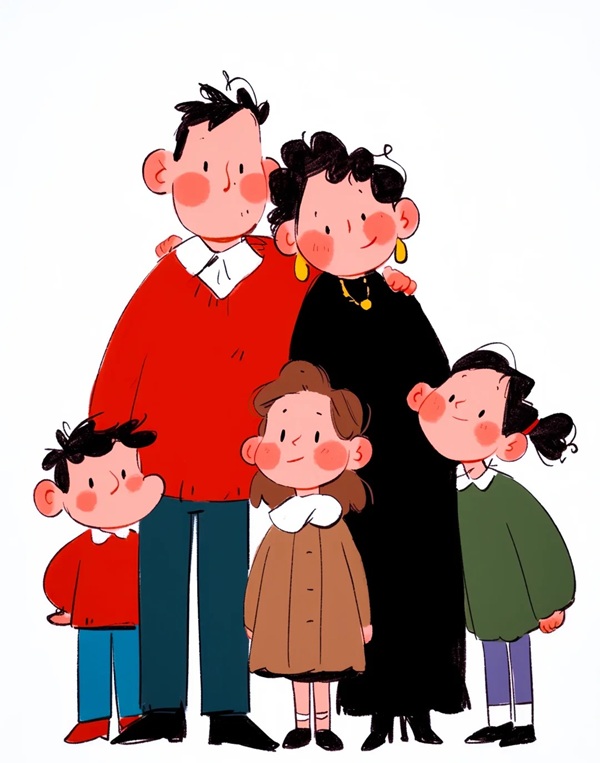 vẽ tranh gia đình 5 người 30