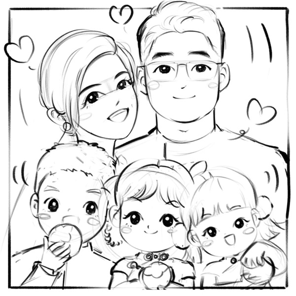 vẽ tranh gia đình 5 người 35