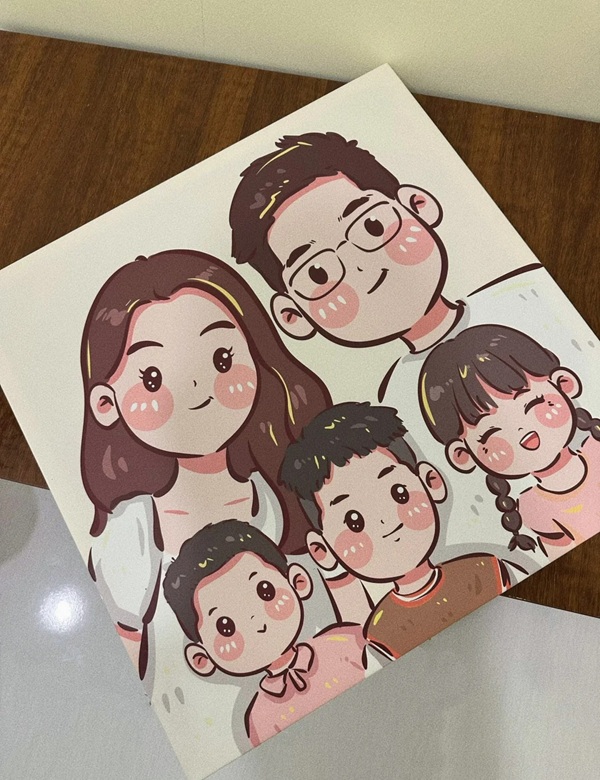 vẽ tranh gia đình 5 người 4