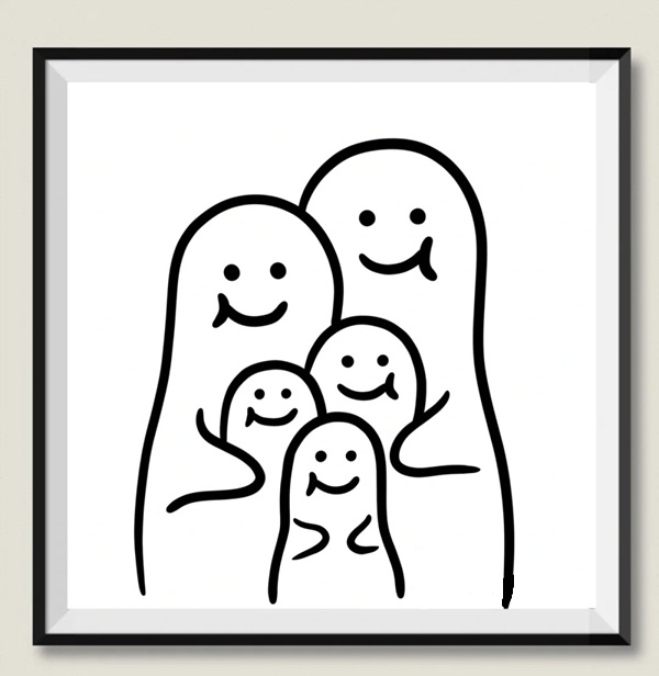 vẽ tranh gia đình 5 người 5