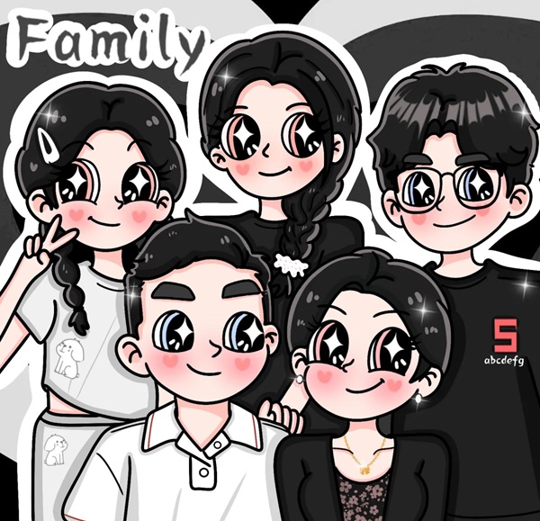 vẽ tranh gia đình 5 người 8