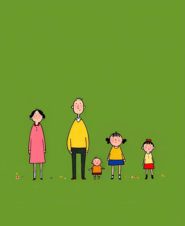 vẽ tranh gia đình có 5 người