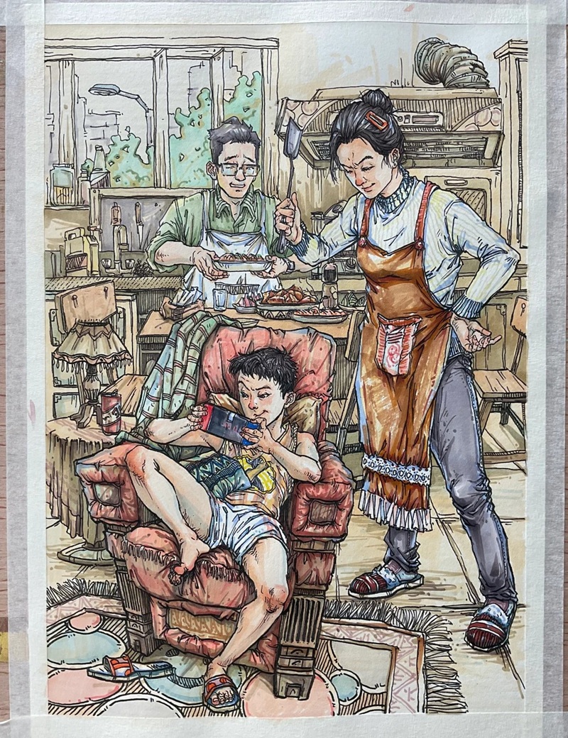vẽ tranh gia đình đẹp nhất 14