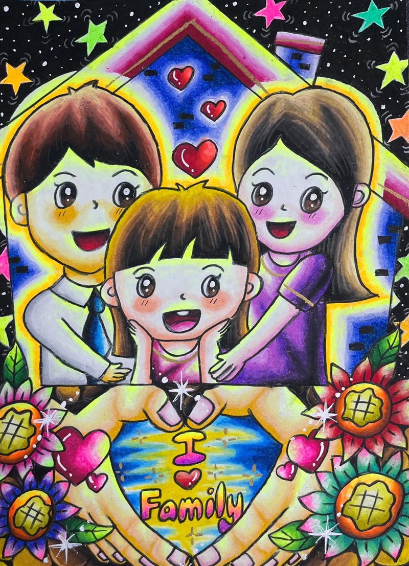 vẽ tranh gia đình đẹp nhất 6