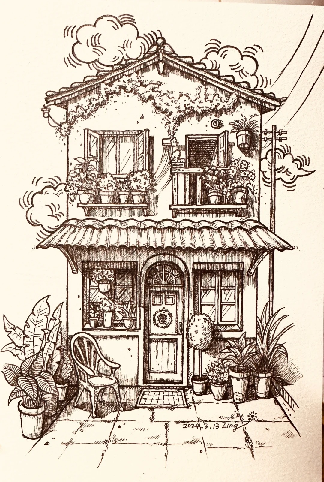 vẽ tranh ngôi nhà 13