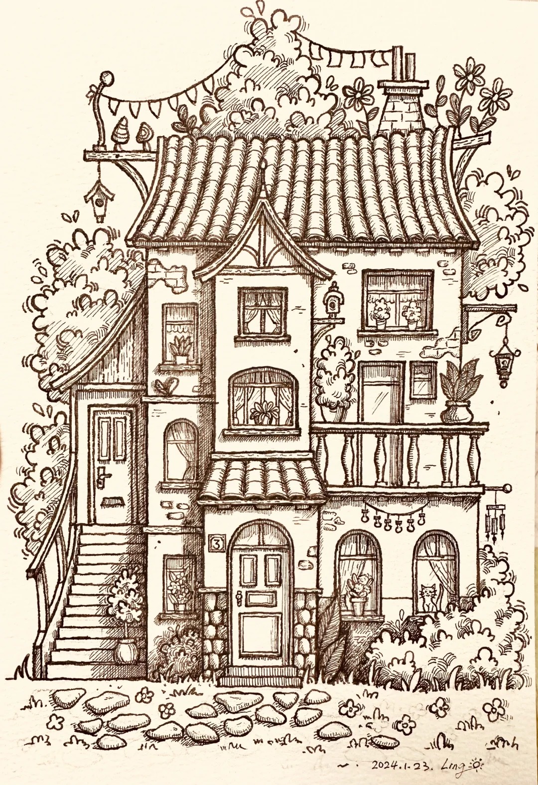 vẽ tranh ngôi nhà 14