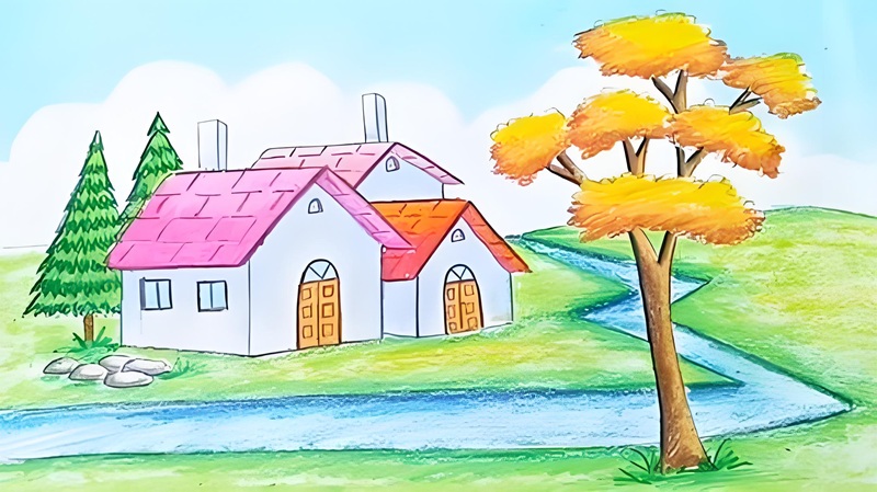 vẽ tranh phong cảnh đơn giản mà đẹp 15