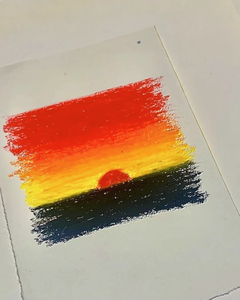 vẽ tranh phong cảnh hoàng hôn bằng màu sáp 10